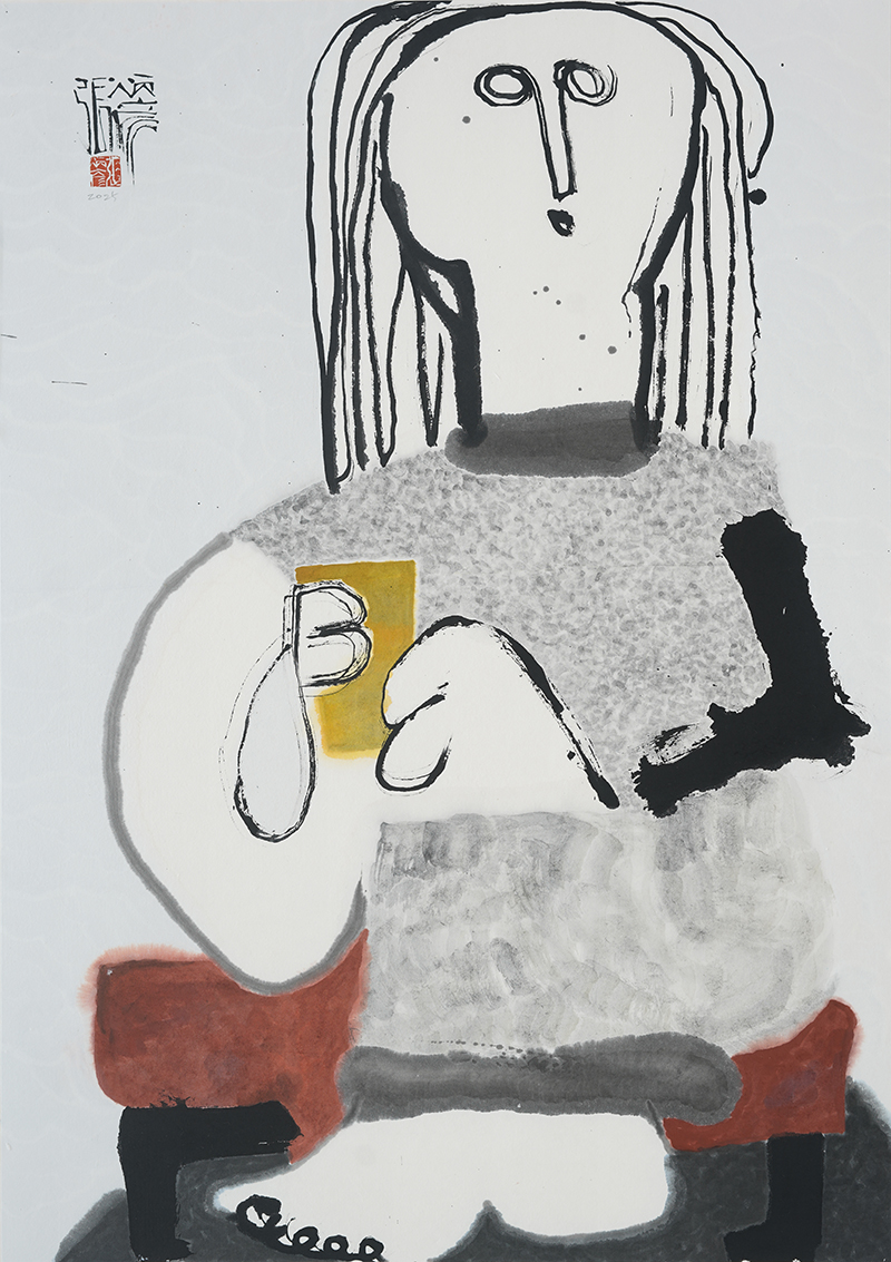 Jang Byeong Eun · Eastbrush · 张炳彥 · figure · ink_and_light_color_on_paper · 841mm_x_594mm · 2025